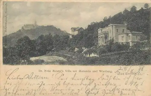 AK Dr. Fritz Reuter´s Villa mit Hainstein und Wartburg