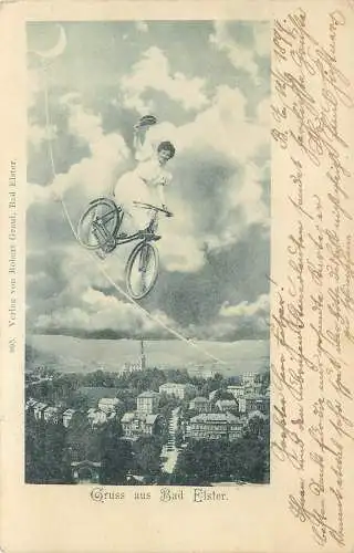 AK - Gruss aus Bad Elster Radfahrerin versandt 1899