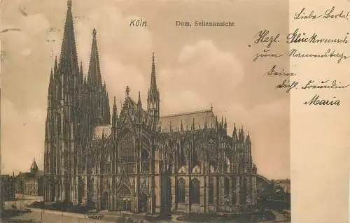 AK - Köln Dom Seitenansicht versandt 1906