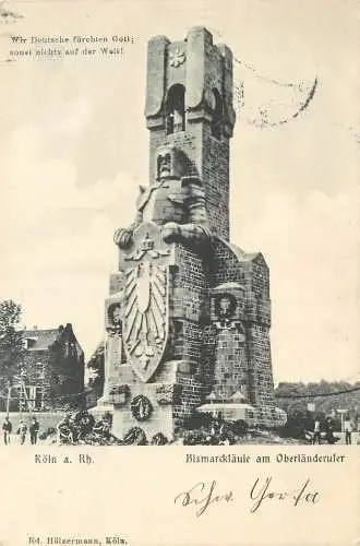 AK Köln Bismarcksäule am Oberländerufer versandt 1904