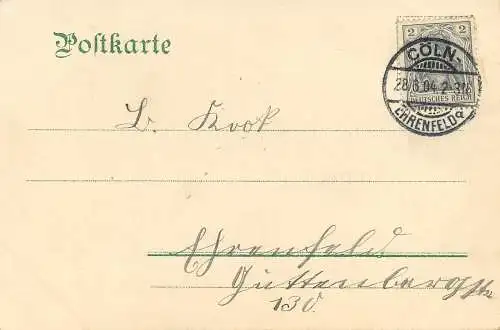 AK Köln Bismarcksäule am Oberländerufer versandt 1904