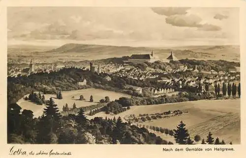 AK Gotha, du schöne Gartenstadt nach dem Gemälde von Hellgrewe