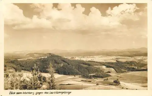 AK Blick vom Wachberg gegen das Lausitzergebirge