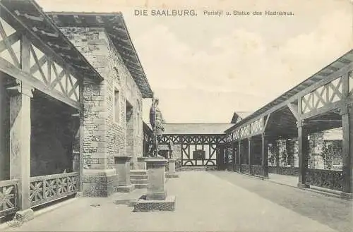 AK Die Saalburg Peristyl u. Statue des Hadrianus