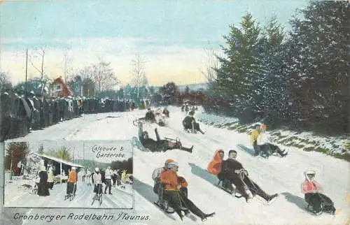 AK Cronberger Rodelbahn im Taunus versandt 1909