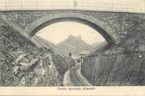 AK Partie oberhalb Altenahr Bahnhof und Brücke versandt 1907