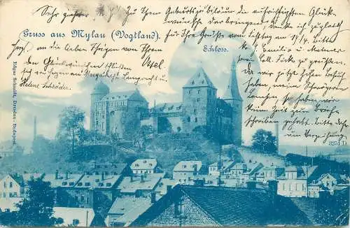 AK - Mylau im Voigtland Blick zum Schloss versandt 1899