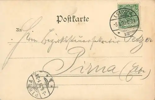 AK Gruss aus Leipzig Siegesdenkmal versandt 1899