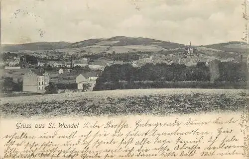 Ansichtskarte Gruss aus St. Wendel im Saarland, Totalansicht der Ortschaft