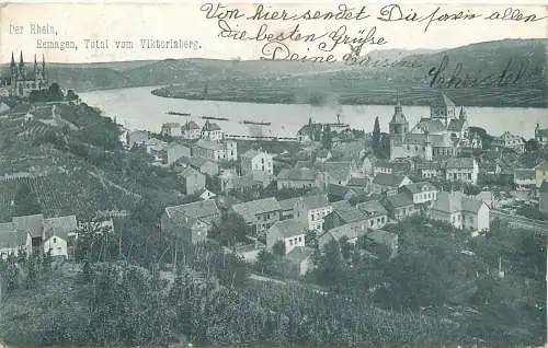 AK - Der Rhein Remagen Total vom Viktoriaberg versandt 1905