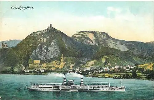 AK - Drachenfels mit Dampfschiff versandt 1910