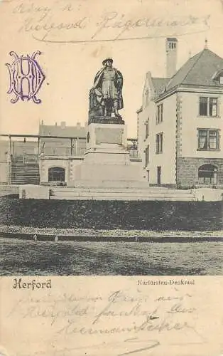 AK Herford Kurfürsten Denkmal versandt 1903