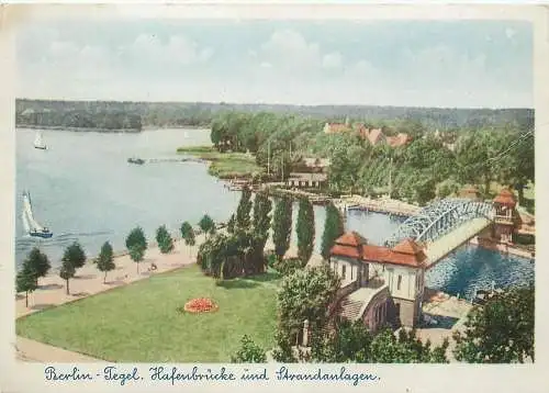 Ansichtskarte Berlin - Tegel Hafenbrücke und Strandanlagen