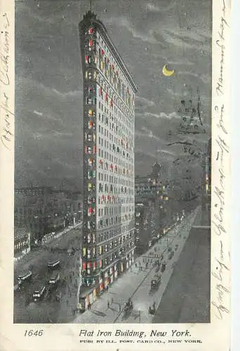 AK - Flat Iron Building New York versandt 1906 Mondschein