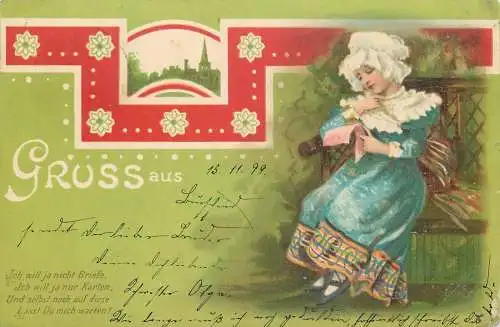 AK - Gruss aus  Ich will ja nicht Briefe, Ich will ja nur Karten versandt 1899