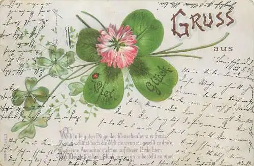 AK - Grusskarte Viel Glück Stempel versandt 1899