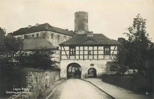 AK - Łagów N. M. Stadttor und Schloss versandt 1936