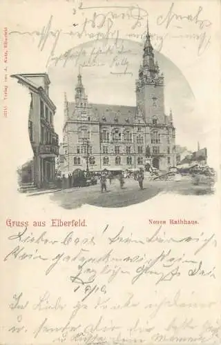 AK Gruss aus Elberfeld Neues Rathhaus versandt 1901