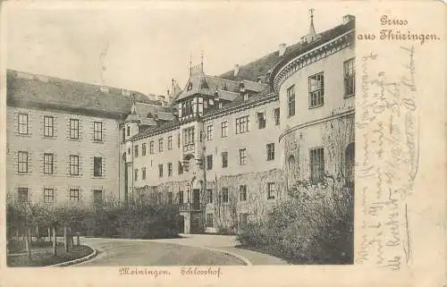 AK Gruss aus Thüringen Meiningen Schlosshof versandt 1902