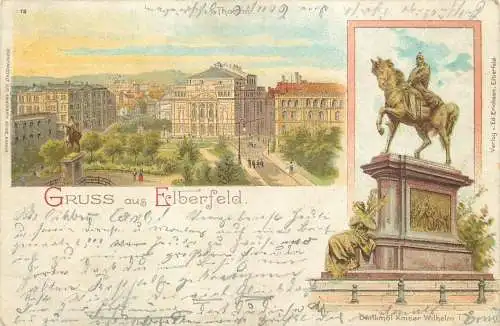 AK Gruss aus Elbergeld  Theater und Denkmal Kaiser Wilhelm I.