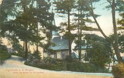 AK - Jugenheim a.d. Bergstr. Partie mit Kirche am Heiligenberg