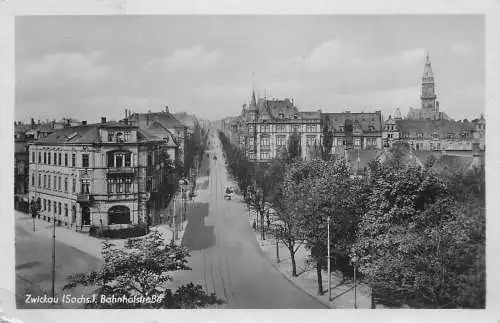 AK - Zwickau Sachsen Bahnhofstraße versandt 1955