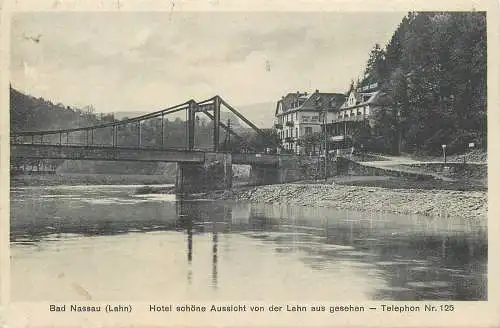 AK - Bad Nassau (Lahn) Hotel schöne Aussicht von der Lahn aus gesehen