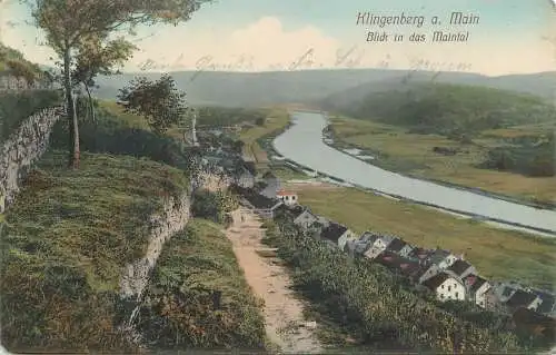 AK Klingenberg am Main Blick in das Maintal versandt 1912