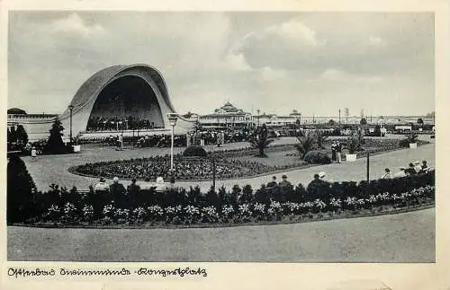AK - Ostseebad Swinemünde Konzertplatz am Strand versandt 1942