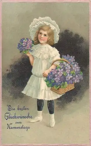 AK - Glückwunschkarte Namenstag versandt 1909