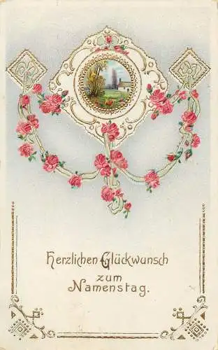 AK - Glückwunschkarte Namenstag versandt 1915