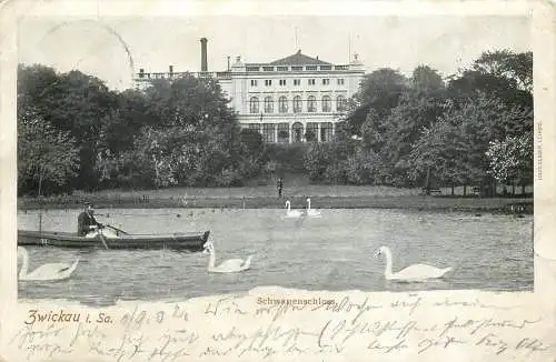 AK Zwickau in Sa., Schwanenschloss, versandt