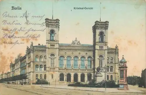 AK Litho Berlin - Kriminal-Gericht, versandt