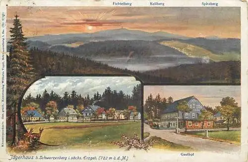 AK Litho Jägerhaus b. Schwarzenberg i. Sächs. Erzgeb., versandt