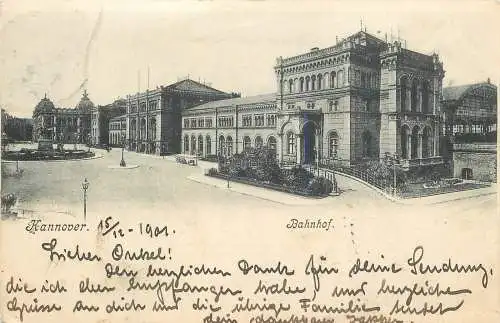AK, Hannover Ansicht des Bahnhofs, Versandt 1901