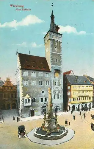 AK Würzburg Altes Rathaus Litho versandt 1930