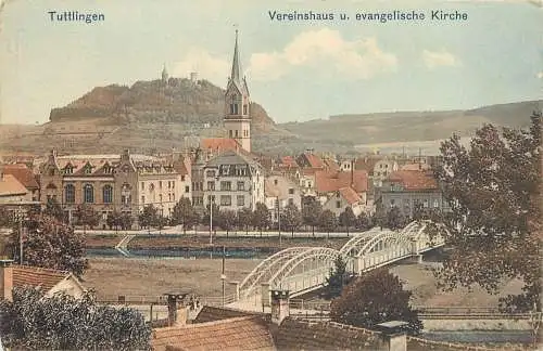 AK - Tuttlingen Vereinshaus und evangelische Kirche