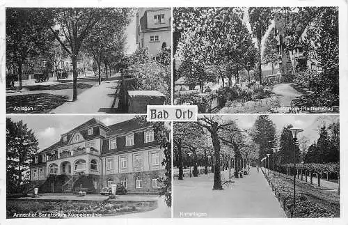 AK Bad Orb Sanatorium Kuranlagen versandt 1954