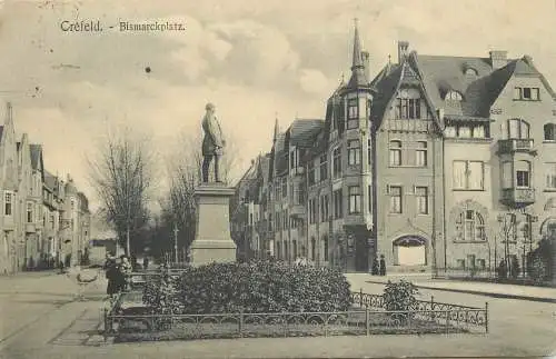 AK - Krefeld Crefeld Bismarckplatz versandt 1914
