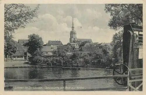 AK - Lübben im Spreewald Spreepartie mit Blick zur Kirche