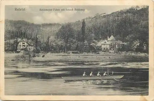 AK - Ruhrtal Baldeneyer Fähre mit Schloß Baldeney 1914