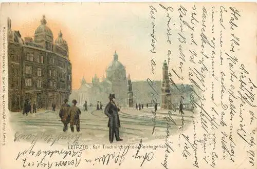 AK - Leipzig Karl Tauchnitzbrücke & Reichsgericht versandt 1915