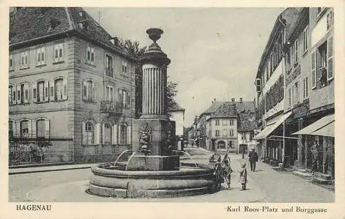 AK Hagenau Karl Roos-PLatz und Burggasse - Feldpost, versandt 1943