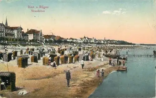 Ansichtskarte Binz Rügen Strandleben versandt 1924