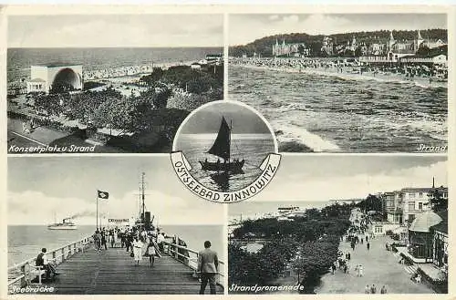 Ansichtskarte Ostseebad Zinnowitz Strand Brücke Promenade