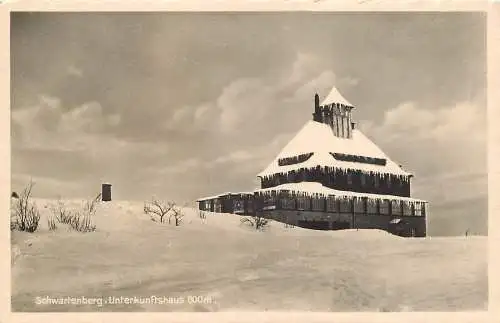 AK - Schwartenberg Unterkunftshaus auf 800m im Schnee