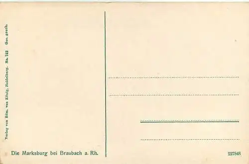 Ansichtskarte Die Marksburg bei Braubach am Rhein nicht versandt