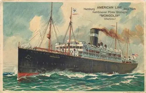 Ansichtskarte Dampfschiff Hamburg American Line New York Mongolia nicht versandt