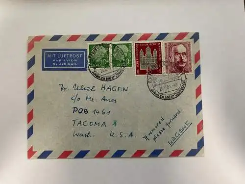 Briefumschlag Flugpost, Luftpost Washington- Freiburg, 1958