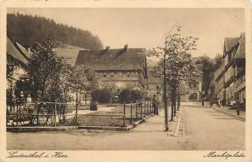 Ansichtskarte Harz Lautenthal Marktplatz versandt 1930